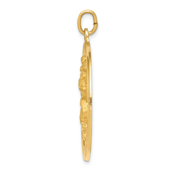Saris and Things 14k Yellow Gold Solid Saint Christopher Medal Charm Pendant