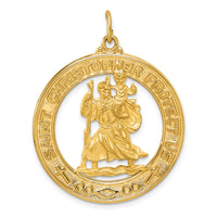 Saris and Things 14k Yellow Gold Solid Saint Christopher Medal Charm Pendant