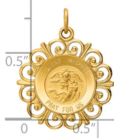 Saris and Things 14k Yellow Gold Solid Saint Michael Medal Charm Pendant