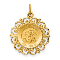 Saris and Things 14k Yellow Gold Solid Saint Michael Medal Charm Pendant