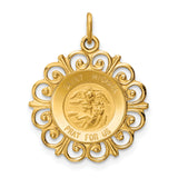 Saris and Things 14k Yellow Gold Solid Saint Michael Medal Charm Pendant