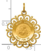 Saris and Things 14k Yellow Gold Solid Saint Anthony Medal Charm Pendant