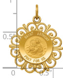 Saris and Things 14k Yellow Gold Solid Saint Anthony Medal Charm Pendant