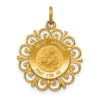 Saris and Things 14k Yellow Gold Solid Saint Anthony Medal Charm Pendant