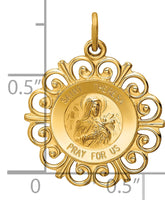 14k Yellow Gold Solid Saint Theresa Medal Charm Pendant