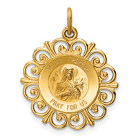 14k Yellow Gold Solid Saint Theresa Medal Charm Pendant