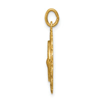 Saris and Things 14k Yellow Gold Solid Saint Francis of Assisi Medal Charm Pendant