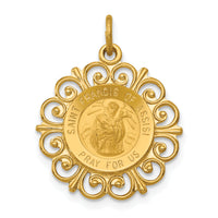 Saris and Things 14k Yellow Gold Solid Saint Francis of Assisi Medal Charm Pendant