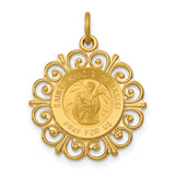 Saris and Things 14k Yellow Gold Solid Saint Francis of Assisi Medal Charm Pendant