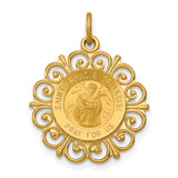 Saris and Things 14k Yellow Gold Solid Saint Francis of Assisi Medal Charm Pendant