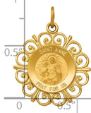 Saris and Things 14k Yellow Gold Solid Saint Anne Medal Charm Pendant