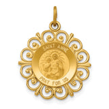 Saris and Things 14k Yellow Gold Solid Saint Anne Medal Charm Pendant