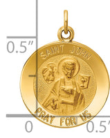 Saris and Things 14k Yellow Gold Solid Saint John Medal Charm Pendant