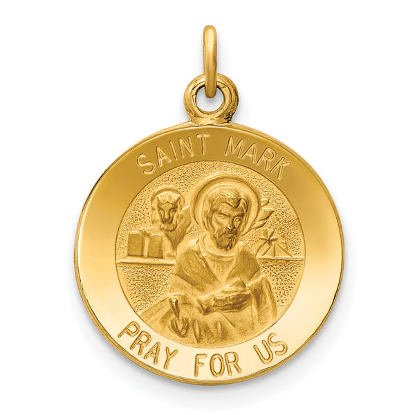 Saris and Things 14k Yellow Gold Solid Saint Mark Medal Charm Pendant