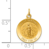 Saris and Things 14k Yellow Gold Solid Saint Martha Medal Charm Pendant