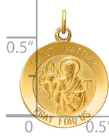 Saris and Things 14k Yellow Gold Solid Saint Matthew Medal Charm Pendant