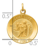 Saris and Things 14k Yellow Gold Solid Saint Luke Medal Charm Pendant
