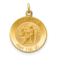 Saris and Things 14k Yellow Gold Solid Saint Luke Medal Charm Pendant