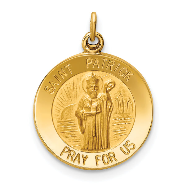 Saris and Things 14k Yellow Gold Solid Saint Patrick Medal Charm Pendant