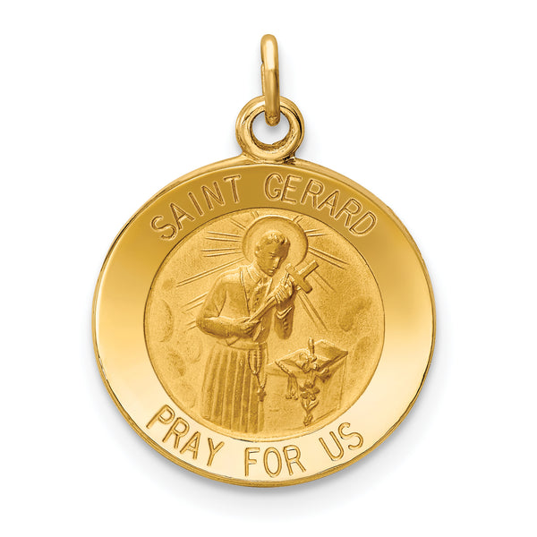 Saris and Things 14k Yellow Gold Solid Saint Gerard Medal Charm Pendant