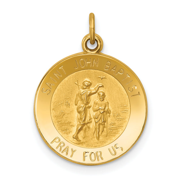 Saris and Things 14k Yellow Gold Solid Saint John Baptist Medal Charm Pendant