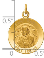 Saris and Things 14k Yellow Gold Solid Saint Paul Medal Charm Pendant