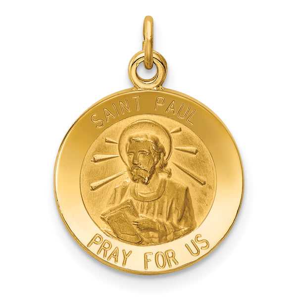 Saris and Things 14k Yellow Gold Solid Saint Paul Medal Charm Pendant