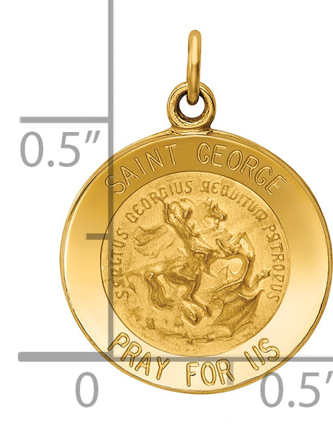 Saris and Things 14k Yellow Gold Solid Saint George Medal Charm Pendant