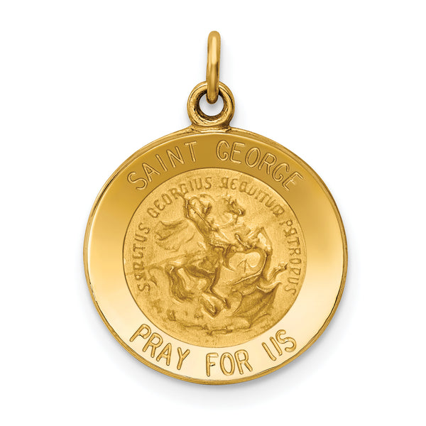 Saris and Things 14k Yellow Gold Solid Saint George Medal Charm Pendant