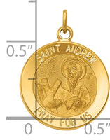 14k Yellow Gold Solid Saint Andrew Medal Charm Pendant
