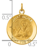 14k Yellow Gold Solid Saint Andrew Medal Charm Pendant