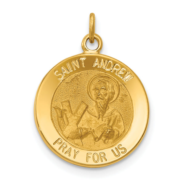 14k Yellow Gold Solid Saint Andrew Medal Charm Pendant