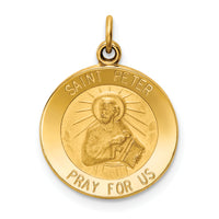 Saris and Things 14k Yellow Gold Solid Saint Peter Medal Charm Pendant