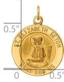 Saris and Things 14k Yellow Gold Solid Saint Elizabeth Seton Medal Charm Pendant