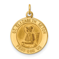 Saris and Things 14k Yellow Gold Solid Saint Elizabeth Seton Medal Charm Pendant
