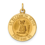 Saris and Things 14k Yellow Gold Solid Saint Elizabeth Seton Medal Charm Pendant