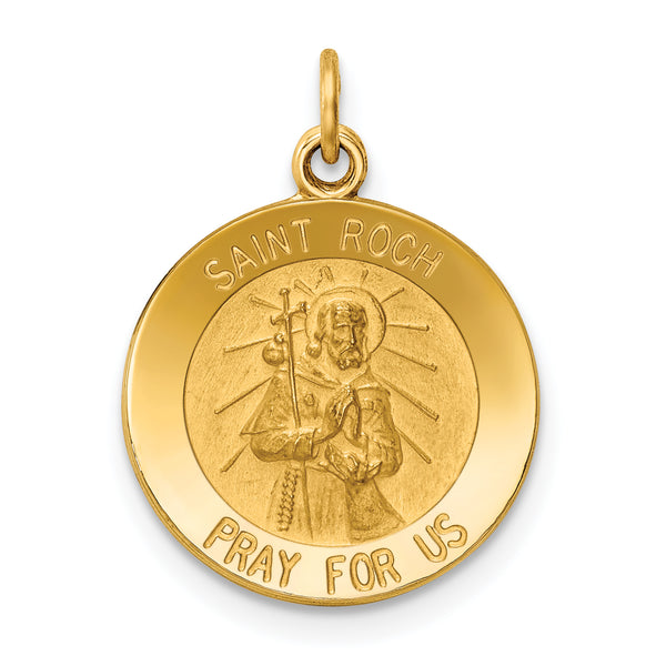 Saris and Things 14k Yellow Gold Saint Roch Medal Charm Pendant