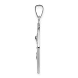 14k White Gold Hollow Saint Michael Medal Charm Pendant
