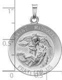 14k White Gold Hollow Saint Michael Medal Charm Pendant
