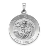 14k White Gold Hollow Saint Michael Medal Charm Pendant