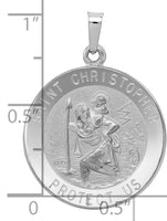 Saris and Things 14k White Gold Solid Saint Christopher Medal Charm Pendant