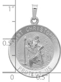 Saris and Things 14k White Gold Solid Saint Christopher Medal Charm Pendant
