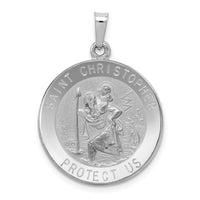 Saris and Things 14k White Gold Solid Saint Christopher Medal Charm Pendant