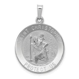 Saris and Things 14k White Gold Solid Saint Christopher Medal Charm Pendant