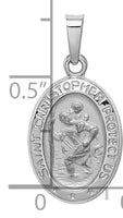 Saris and Things 14k White Gold Solid Saint Christopher Medal Charm Pendant