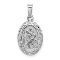Saris and Things 14k White Gold Solid Saint Christopher Medal Charm Pendant
