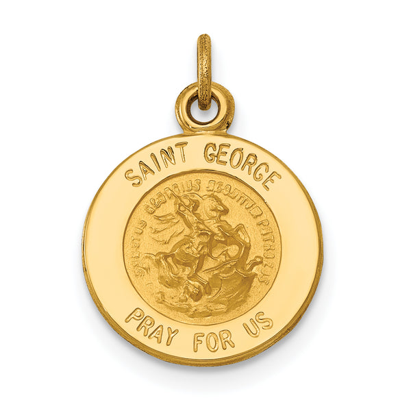 Saris and Things 14k Yellow Gold Solid Saint George Medal Charm Pendant