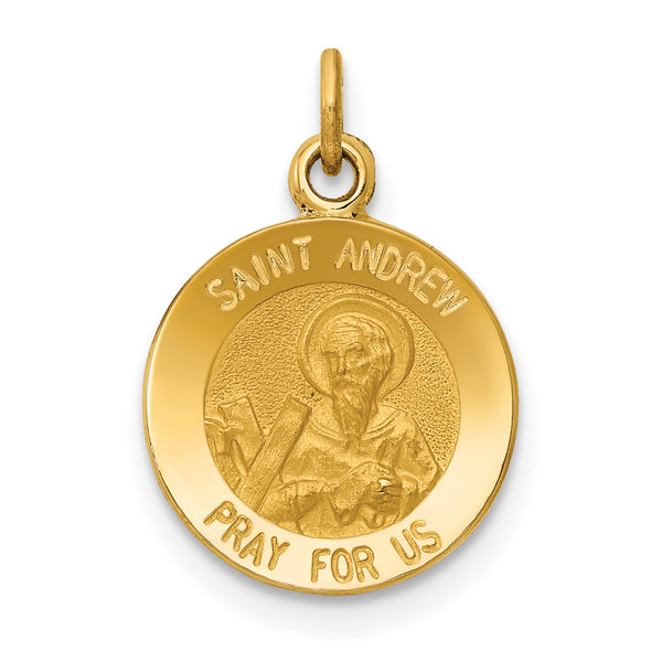 14k Yellow Gold Solid Saint Andrew Medal Charm Pendant