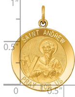 14k Yellow Gold Solid Saint Andrew Medal Charm Pendant