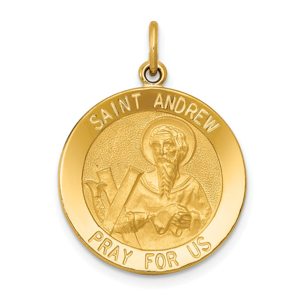 14k Yellow Gold Solid Saint Andrew Medal Charm Pendant